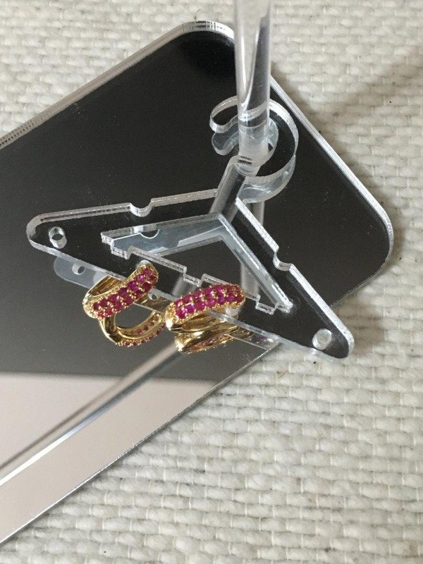 Producto - Argollas Micropave Magenta Acero Dorado
