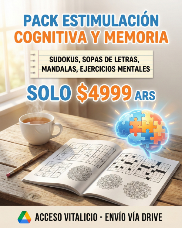Producto - N16: PACK ESTIMULACIÓN COGNITIVA: SUDOKUS, CRUCIGRAMAS Y SOPAS DE LETRAS!