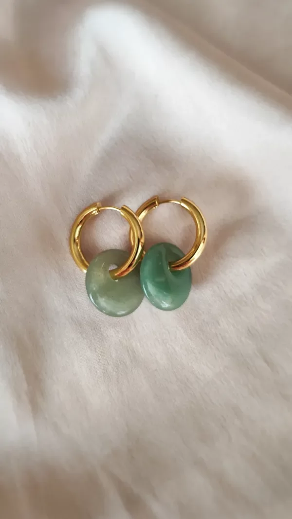 Producto - Aros Purica CUARZO VERDE dorado
