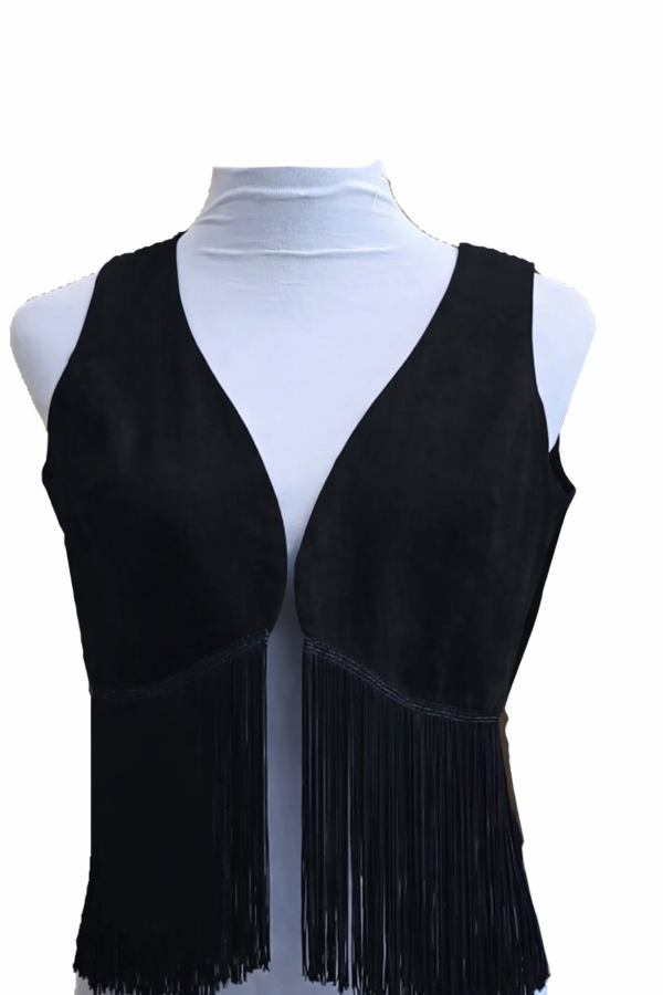 Producto - CHALECO BENGALINA NEGRA CON FLECOS