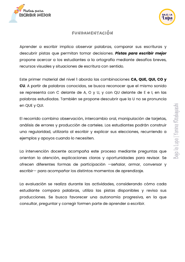 Producto - Pistas para escribir mejor Nivel 1 C y QU - 1