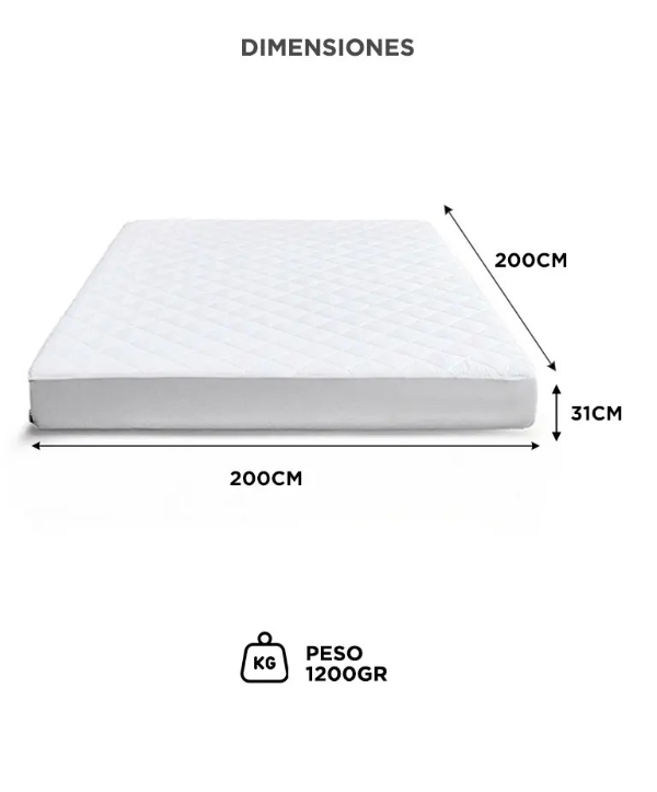 Producto - Cubre colchon King Size -200x200x31cm -microfibra -impermeable -TPU -white - 5