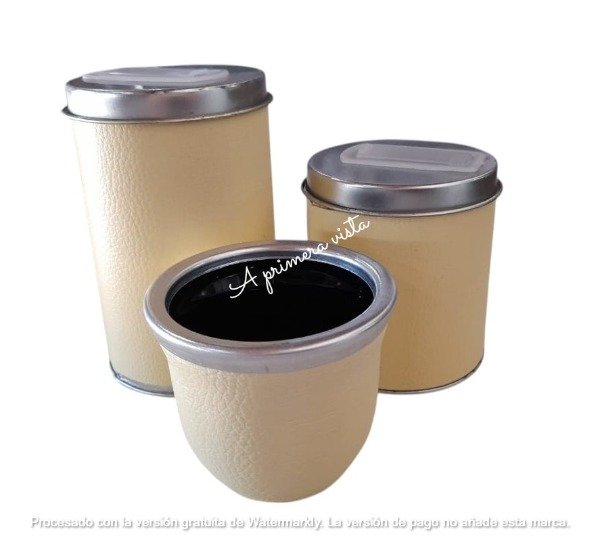 Producto - Set latas lisas pastel c/mate vidrio (cons. colores)