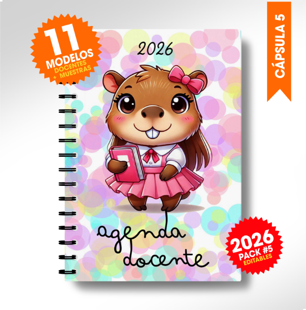 Producto - Agenda Docente 2026 Editables Para Imprimir + Muestras #5 Agendas Docentes