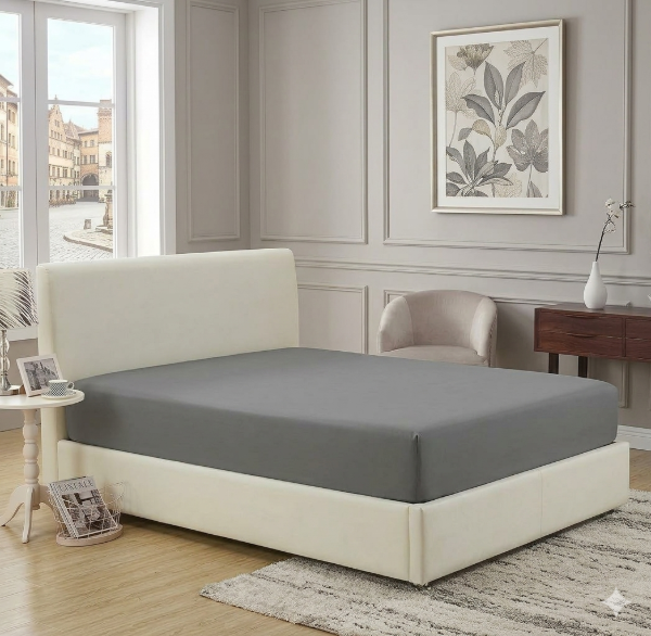 Producto - Sábana Ajustable Percal 2 1/2 Plazas "Gris"