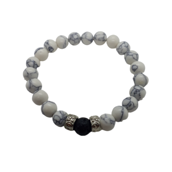 Producto - Pulsera De Piedras Naturales Howlita y Volcanica