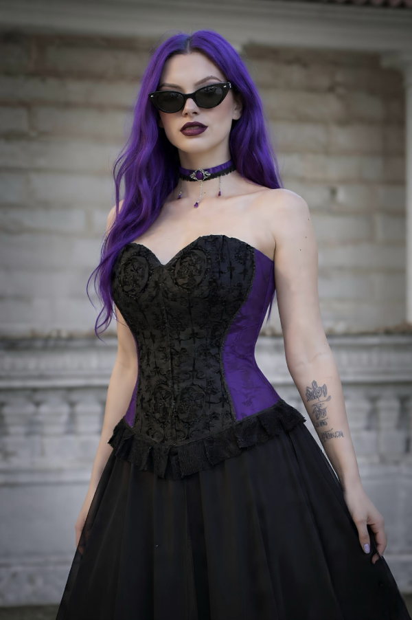 Producto - Corset Overbust Purple labrado -a pedido-