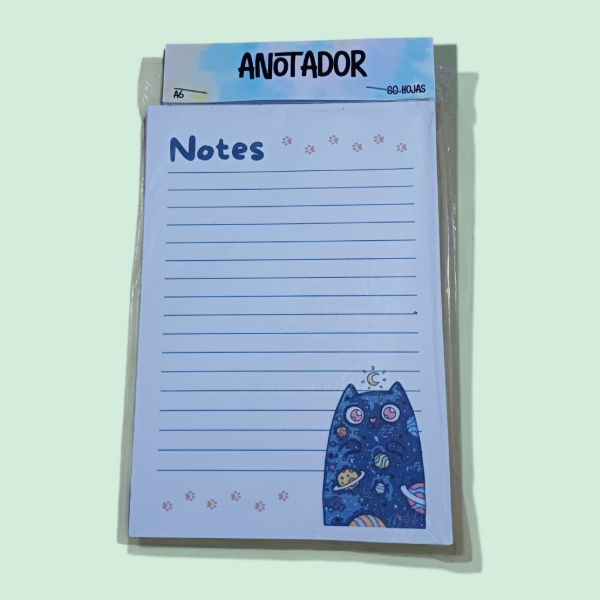 Producto - Anotador A6 Gato Planetas