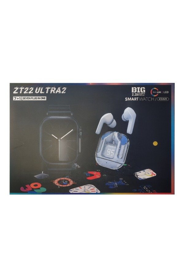 Producto - SmartWatch Ultra 2 ZT22 Amoled c/Auriculares Bluetooth y 7 Mallas Sportouch