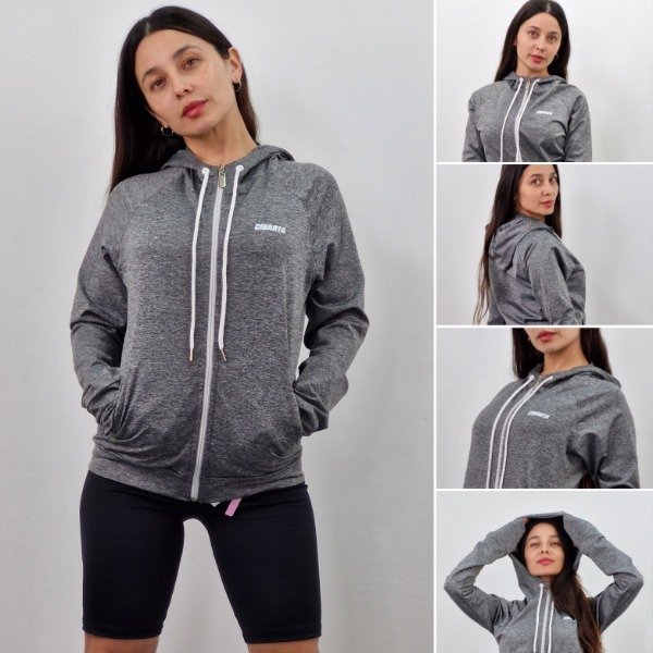Producto - Campera con capucha Cibarta sport modelo Crossfit Min Gris