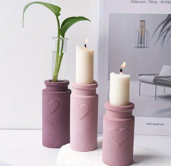 Producto - Molde silicona florero cilíndrico con corazón