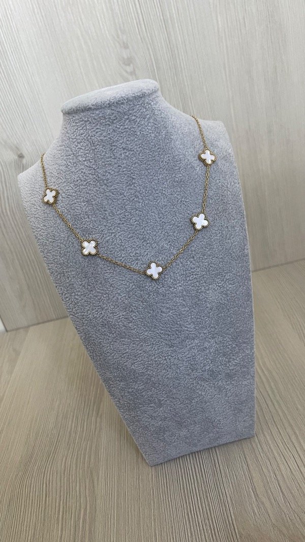 Producto - Cadena trébol nácar dorada