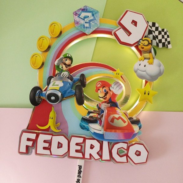 Producto - Deco torta Mario Kart con luces