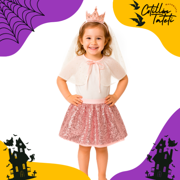 Producto - SET PRINCESA ROSA CON BRILLOS - talle único - infantil