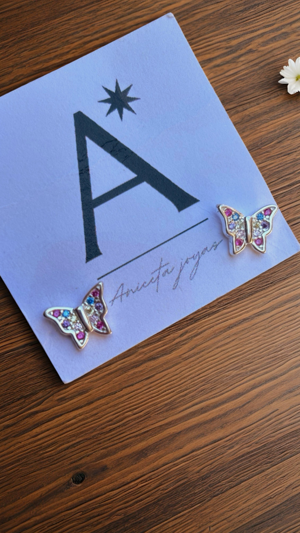 Producto - Aritos multicolor mariposa A280