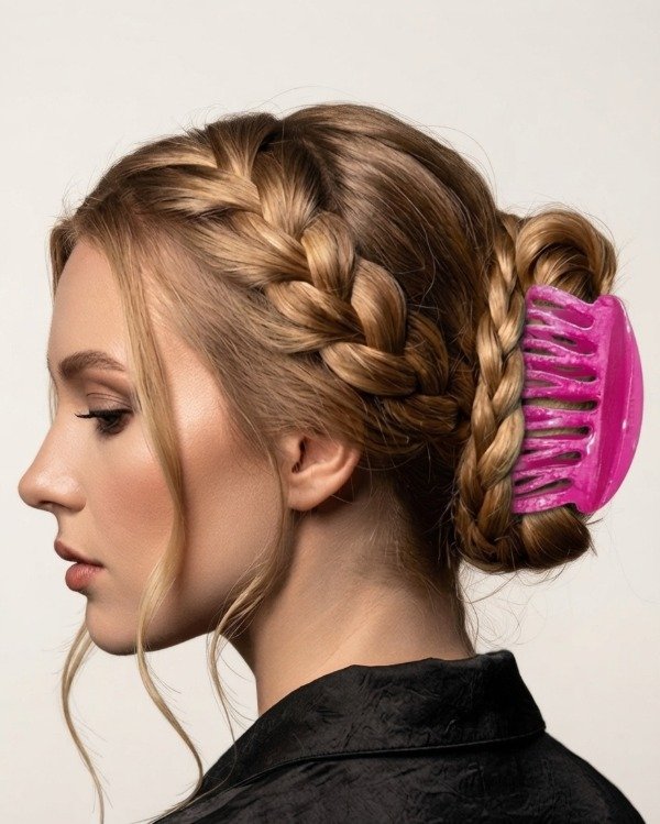 Producto - Broche Para Pelo Tubular Brillante marmolado Grande Para Mujer X unidad - 0