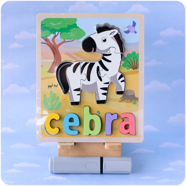 Producto - Rompecabeza Encastrable de Madera 3D con Letras - Cebra