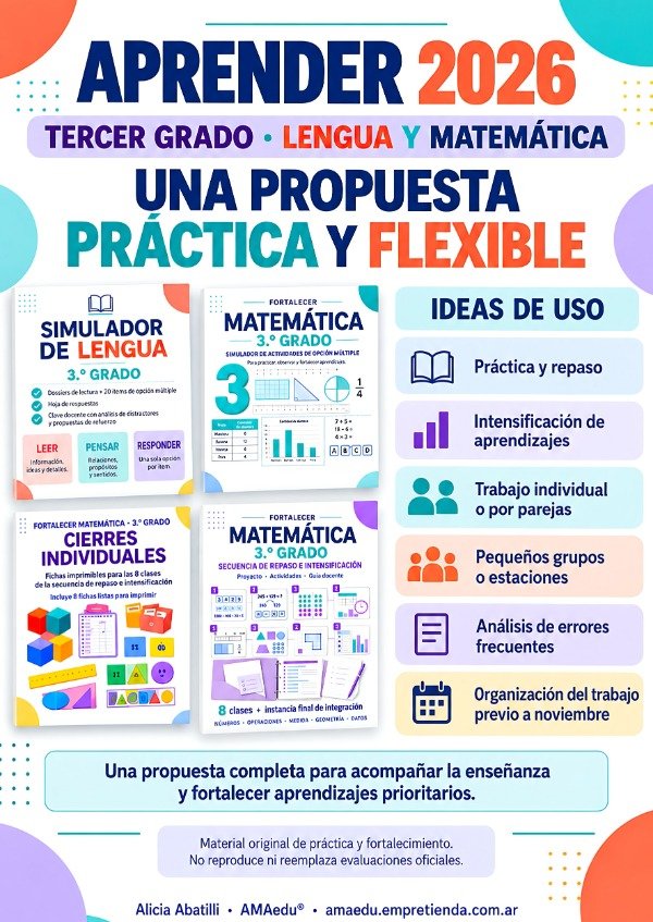 Producto - APRENDER 2026 - TERCER GRADO - LENGUA Y MATEMÁTICA - 6