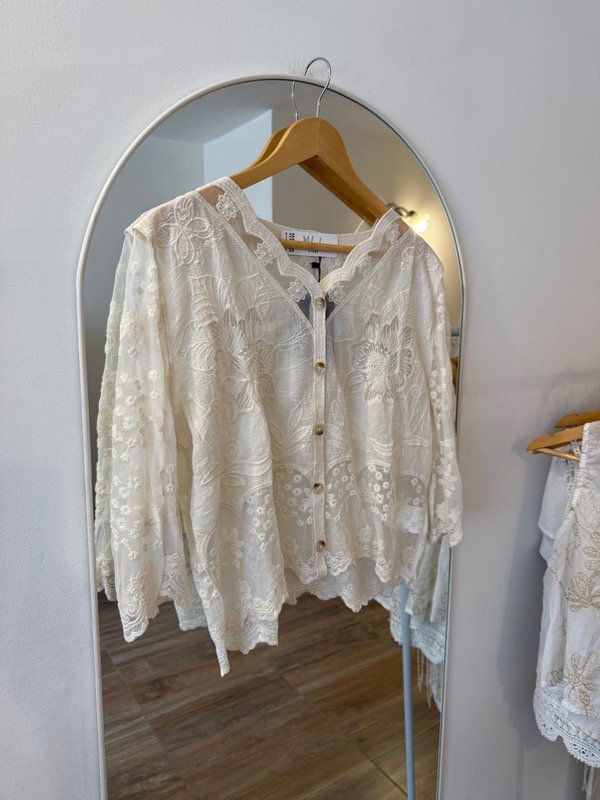 Producto - Saco- Blusa Eliane encaje Natural