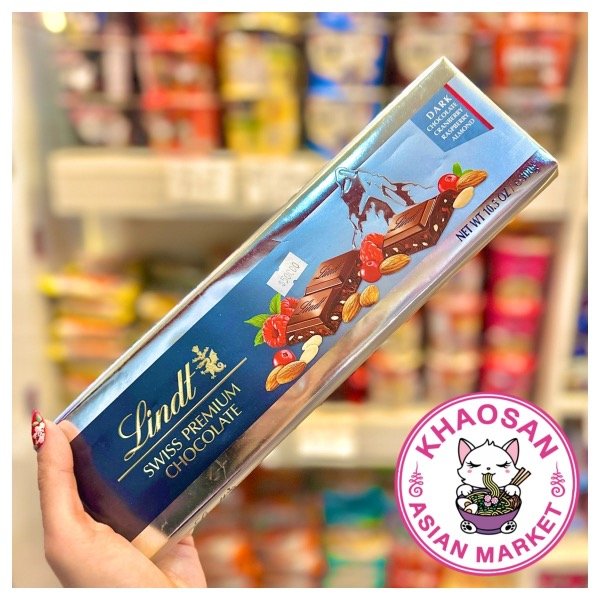 Producto - Chocolate amargo con frambuesas y almendras-  Lindt chocolate suizo 300g