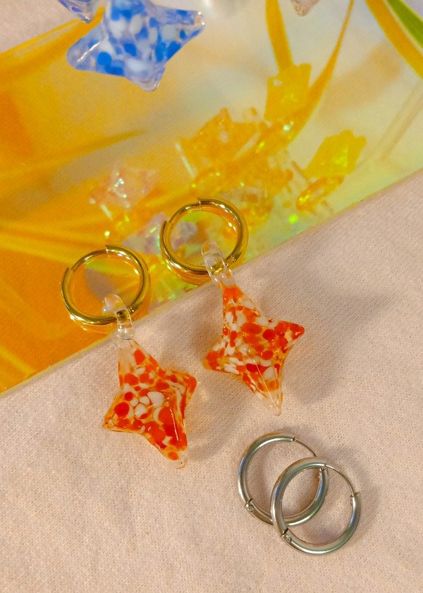 Producto - Aros DESTELLITO de Vidrio ROJO