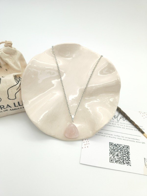 Producto - Dije simple de cuarzo rosa rolado - 1