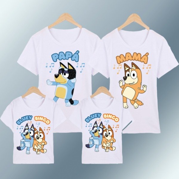Producto - Remeras BLUEY y RINGO FAMILIA MAMÁ PAPÁ HIJO/A
