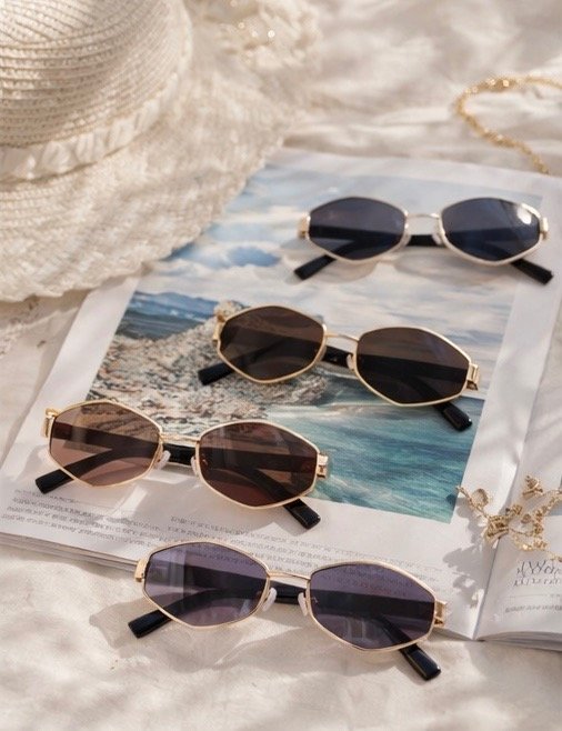 Producto - Lentes tendencia hexagonal patilla metal