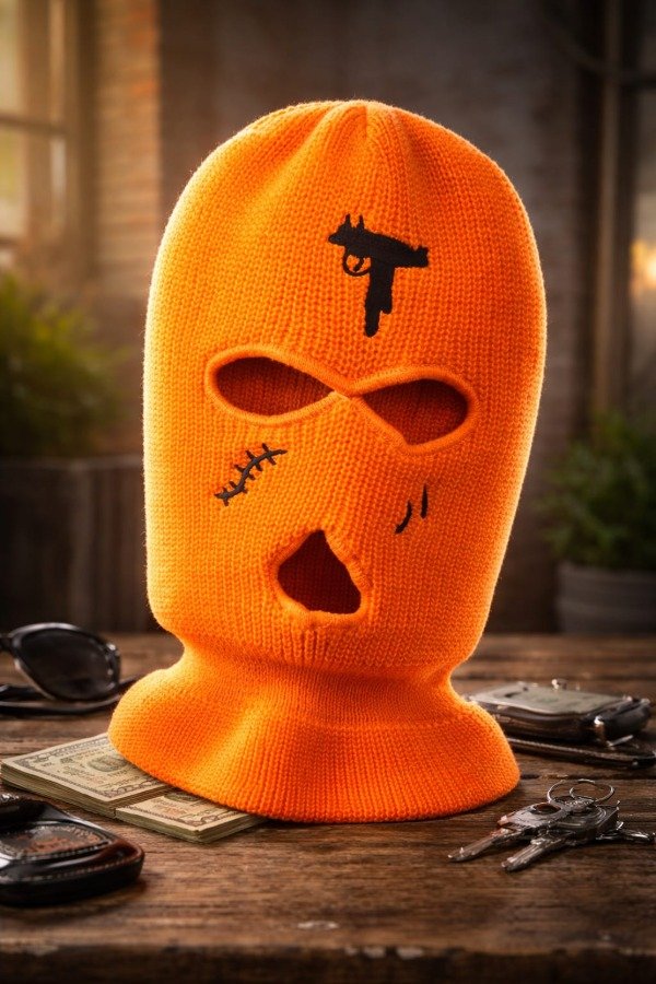 Producto - Pasamontañas Bordados Balaclava Naranja Flúor