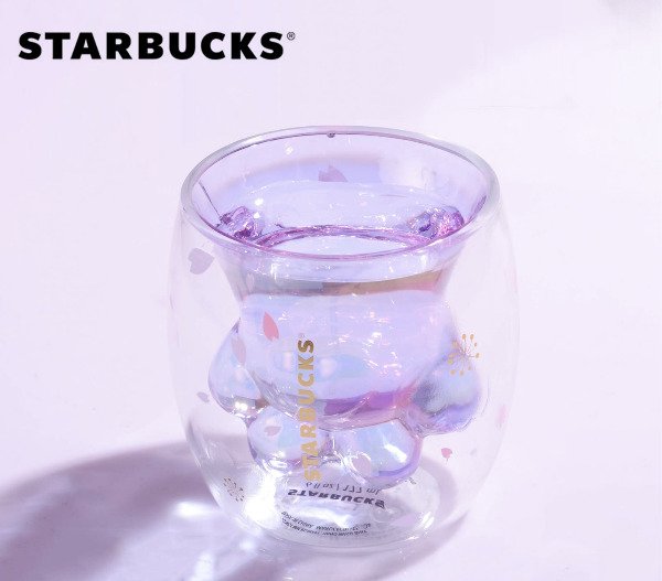 Producto - VASO DOBLE VIDRIO PATITA DE GATO STARBUCKS LILA