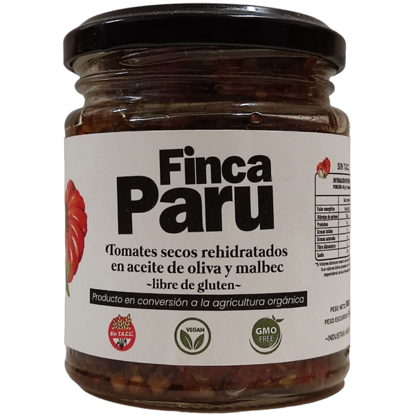 Producto - Tomates secos rehidratados en oliva y malbec - 190g [Finca Paru]