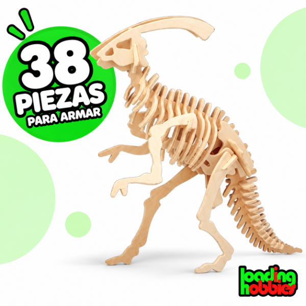 Producto - Dinosaurio Parasaurolophus En Madera Rompecabeza 3d De Encastre J003 - 5