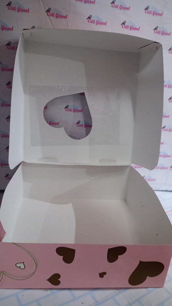 Producto - Caja visor corazon rosa y dorado - 1