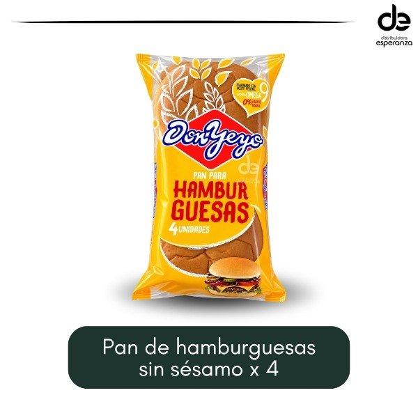 Producto - Pan de hamburguesas sin sésamo x 4 Don Yeyo