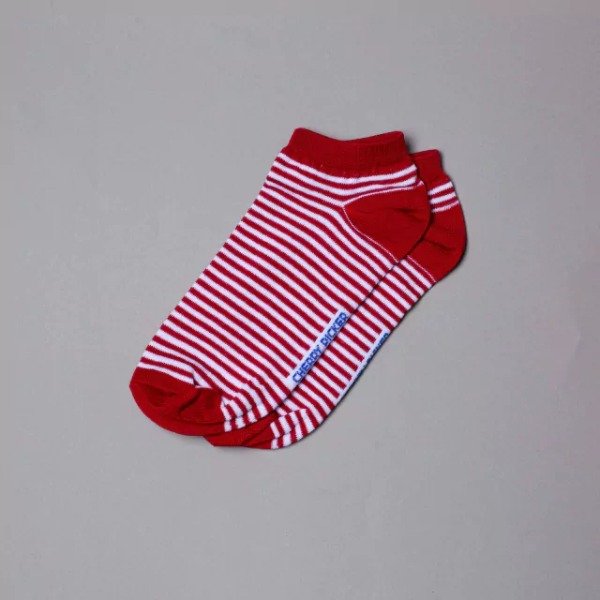 Producto - SOQUETES STRIPES FINAS BLANCO - ROJO