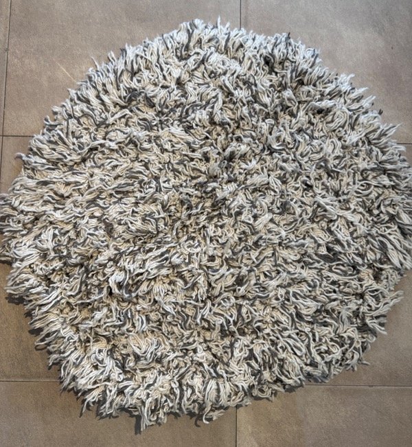 Producto - Alfombra circular blanco y gris