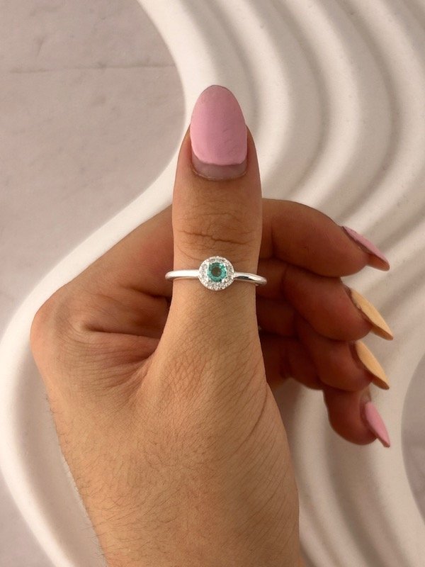 Producto - ANILLO DE PLATA CUBIC AQUA 0165