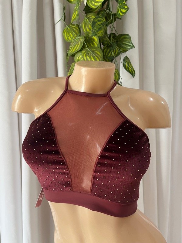 Producto - Top Olivia Terciopelo Bordo con Strass