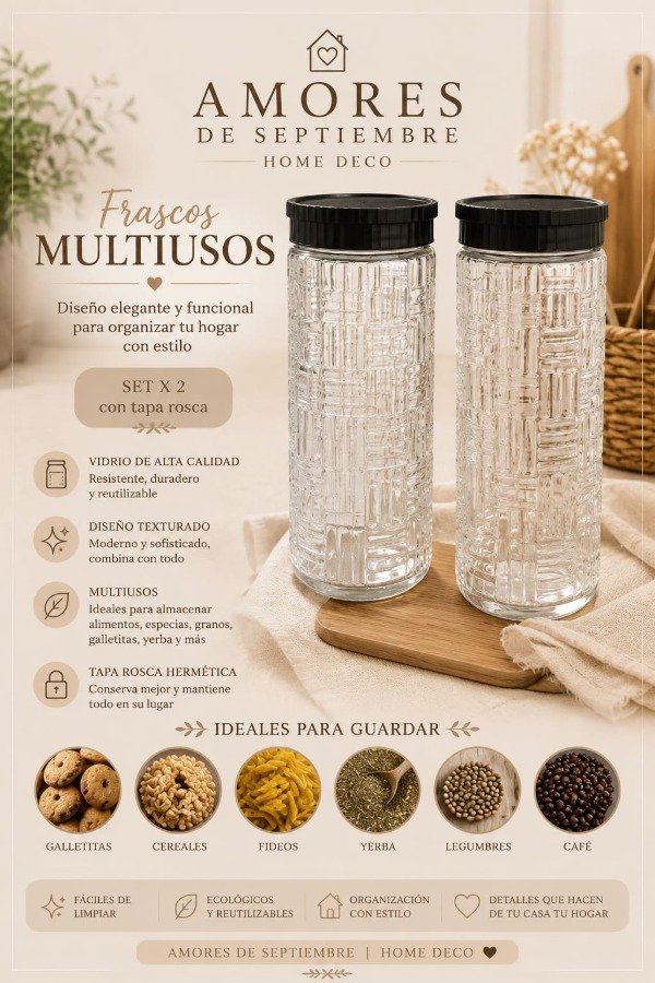 Producto - Frascos Multiusos de Vidrio Texturado - Set x 2