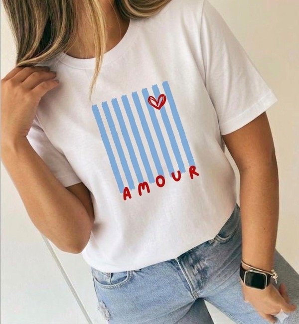 Producto - Remera Amour Celeste