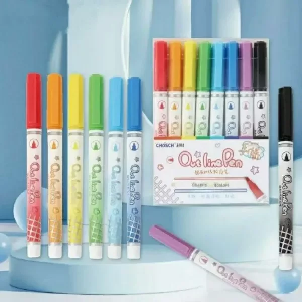 Producto - MARCADORES PLATEADOS CON BORDES DE COLORES X 8