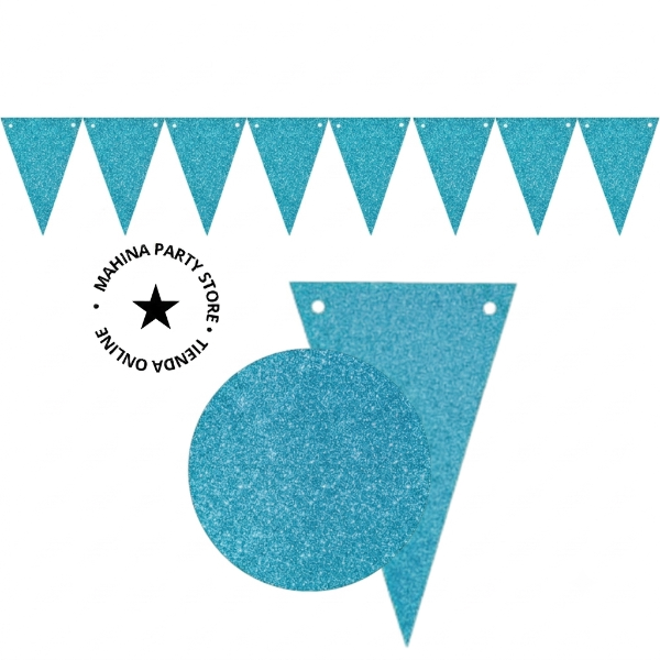 Producto - Banderin triangular Glitter celeste