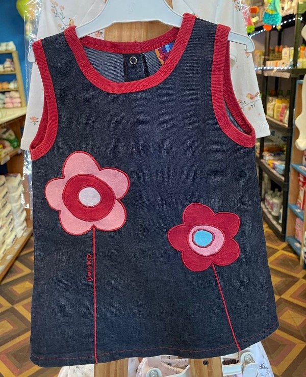 Producto - Vestido owoco símil jean con flores talle 3