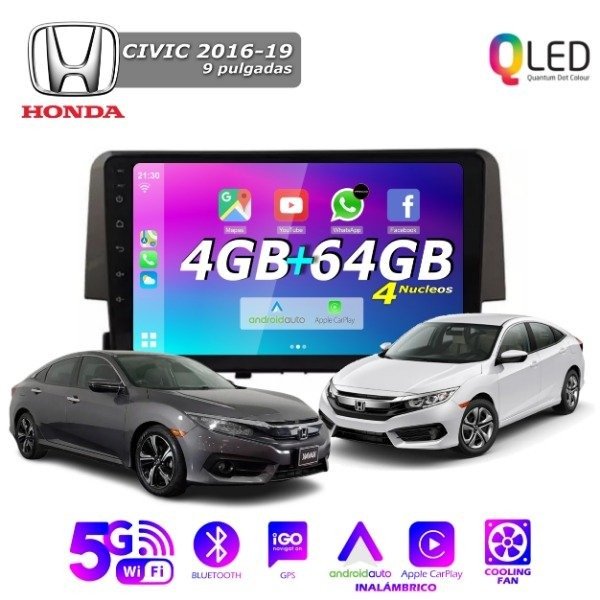 Producto - MULTIMEDIA HONDA CIVIC 2016/19 - 9" CON CAR PLAY Y ANDROID AUTO