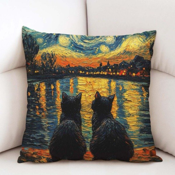 Producto - Almohaditas Gatos y paisajes estilo Van Gogh