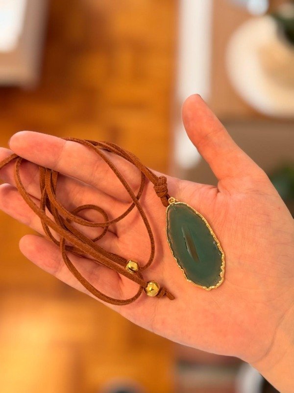 Producto - Collar Amor - Agata verde dorado - 1