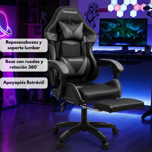 Producto - Silla gamer -apoyabrazos acolchonados -5 ruedas -respaldo alto - NH-GC1002