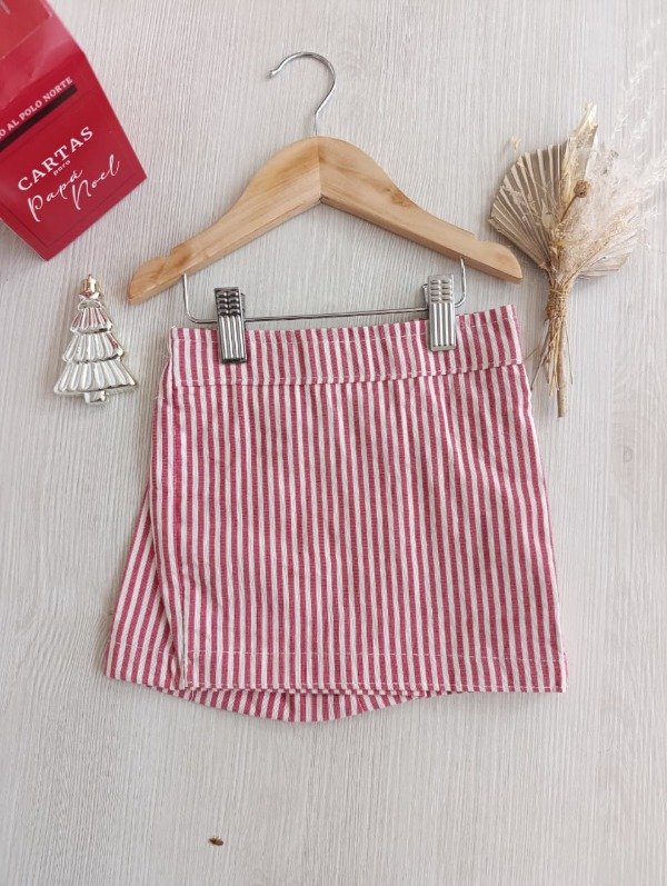 Producto - Pollera Pantalón Rayas Rojas