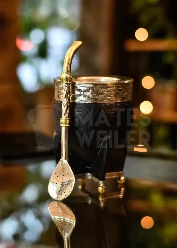 Producto - Combo Imperial Premium Cuero Labrado Base Alpaca + Bombillón 12mm