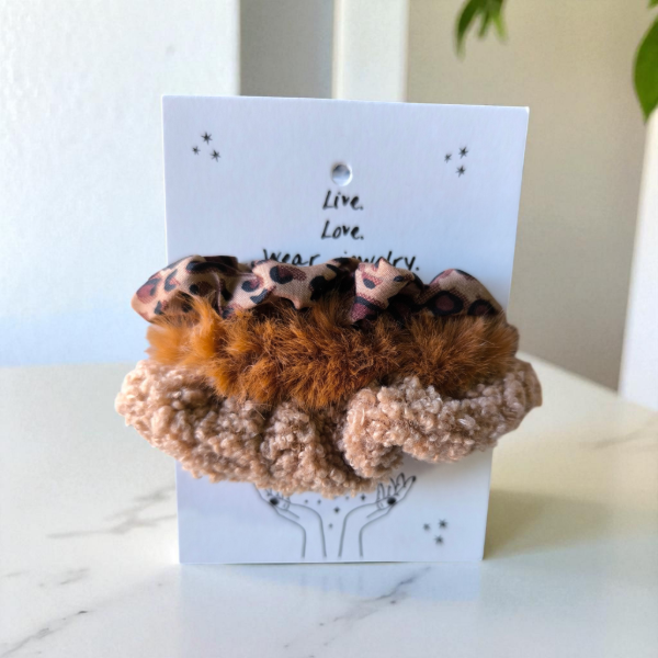 Producto - Pack x 3 scrunchies brown